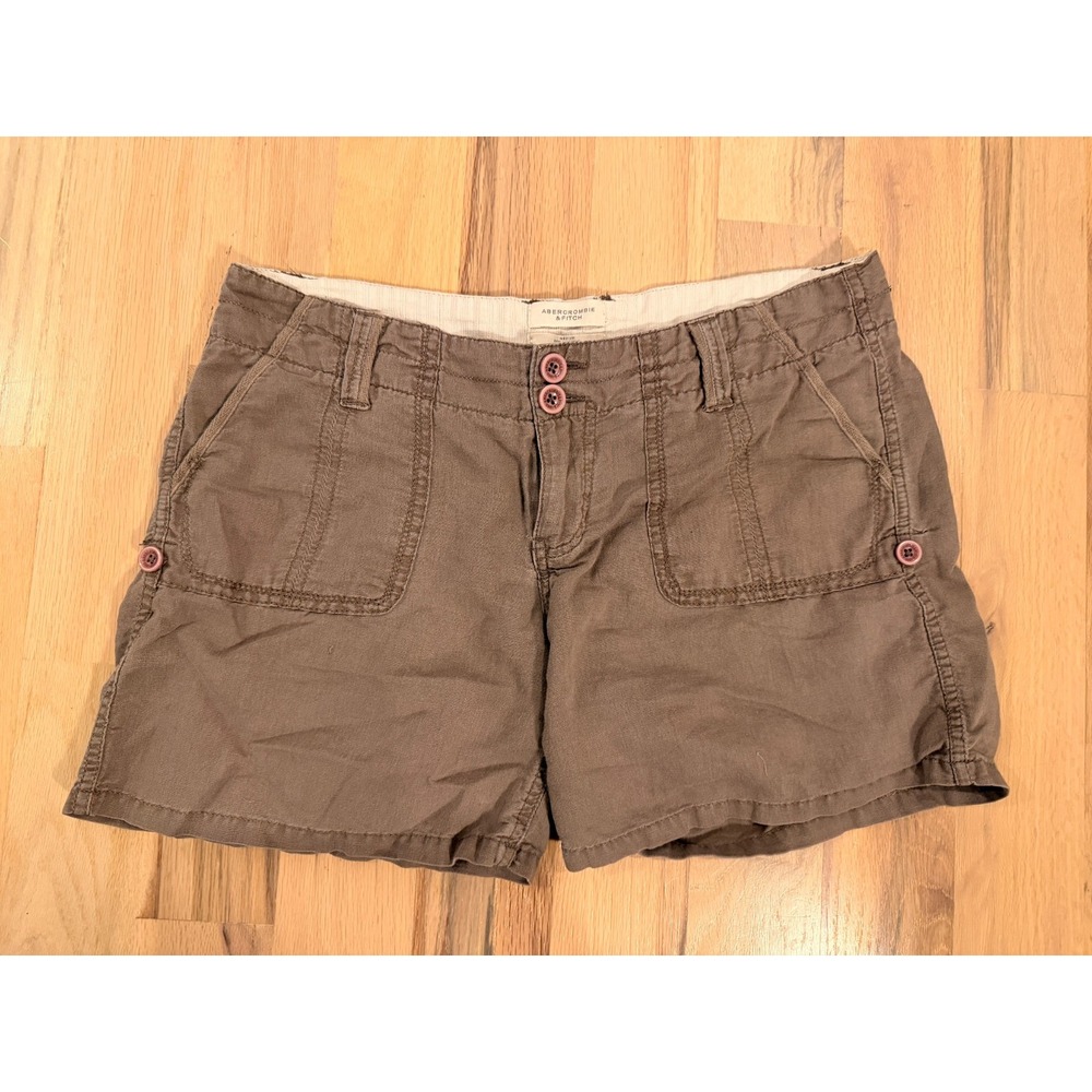 Abercrombie and Fitch Women's Size M Linen Blend Beach Coastal Shorts Brown